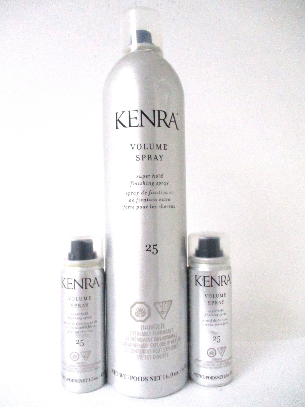 KENRA Volume Spray #25 16 oz & 2x Travel Size 1.5 Oz dented