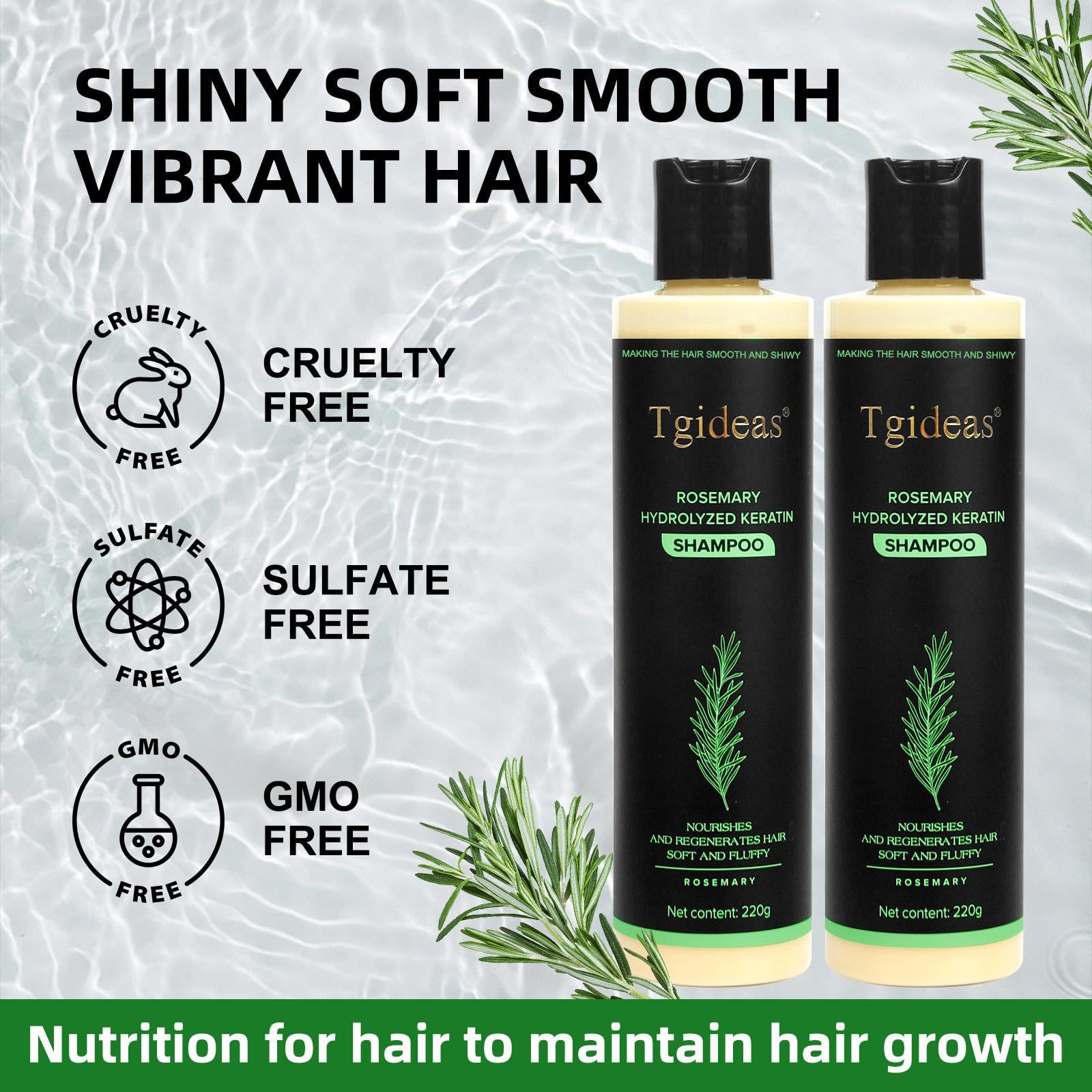 Tgideas Rosemary Biotin Volumizing Shampoo for 7.4 Fl Oz (Pack of 1), Yellow