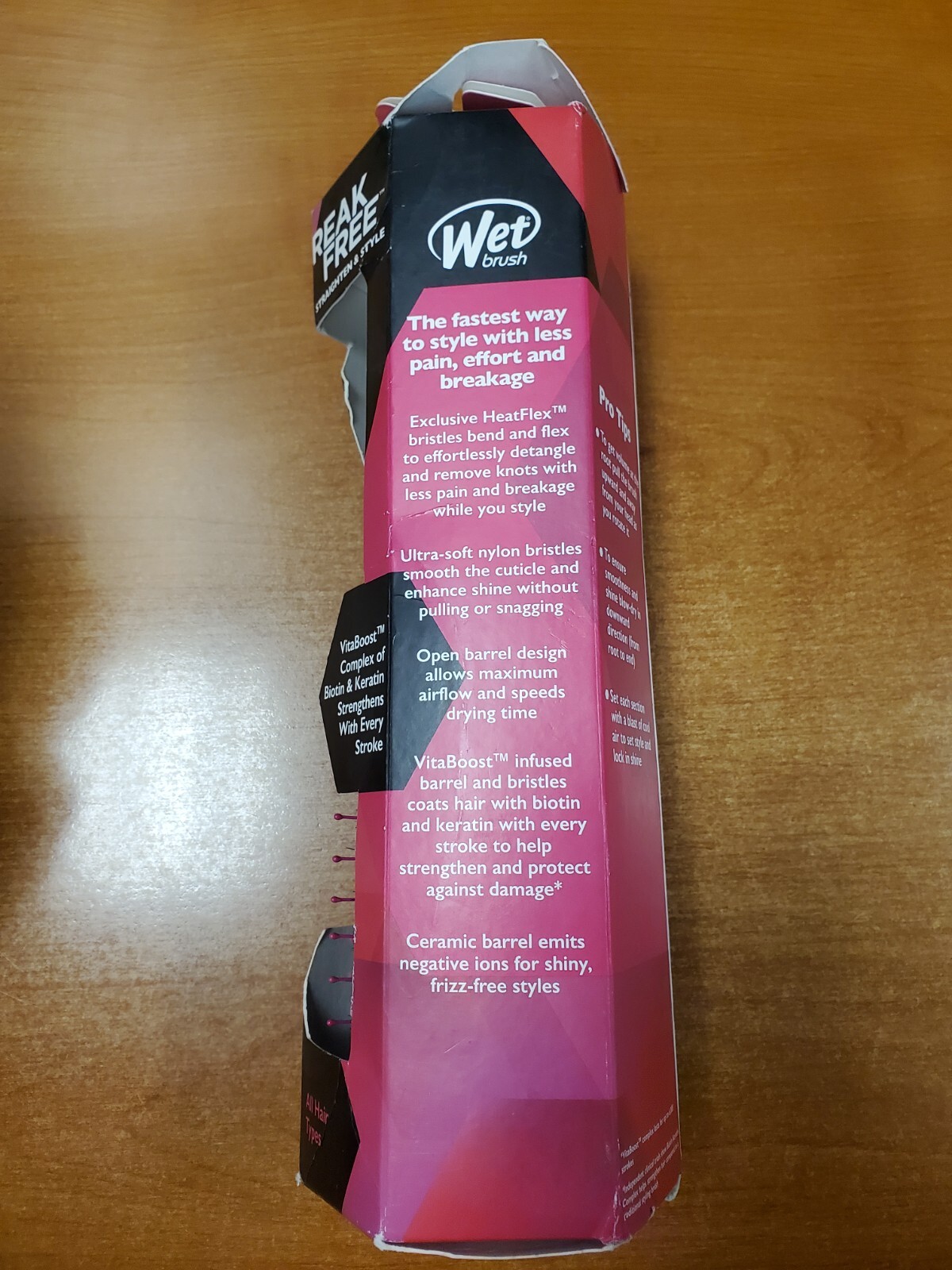 Wet Brush Straighten/Style Round Open Barrel Brush All Hair Types Pink 5309-R3P3