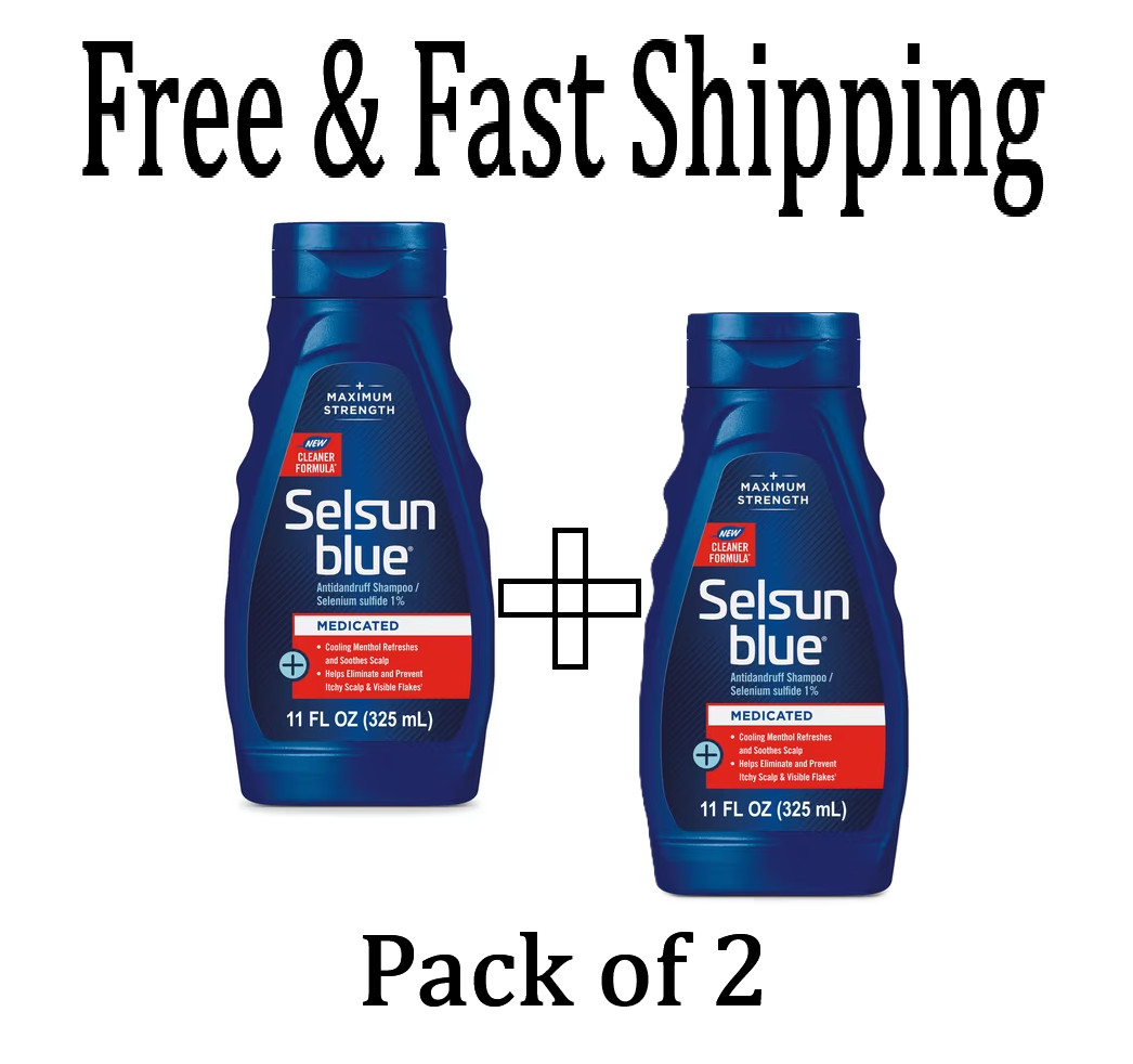 (2 Pack) Selsun Blue Medicated Antidandruff Shampoo, 11 fl. oz