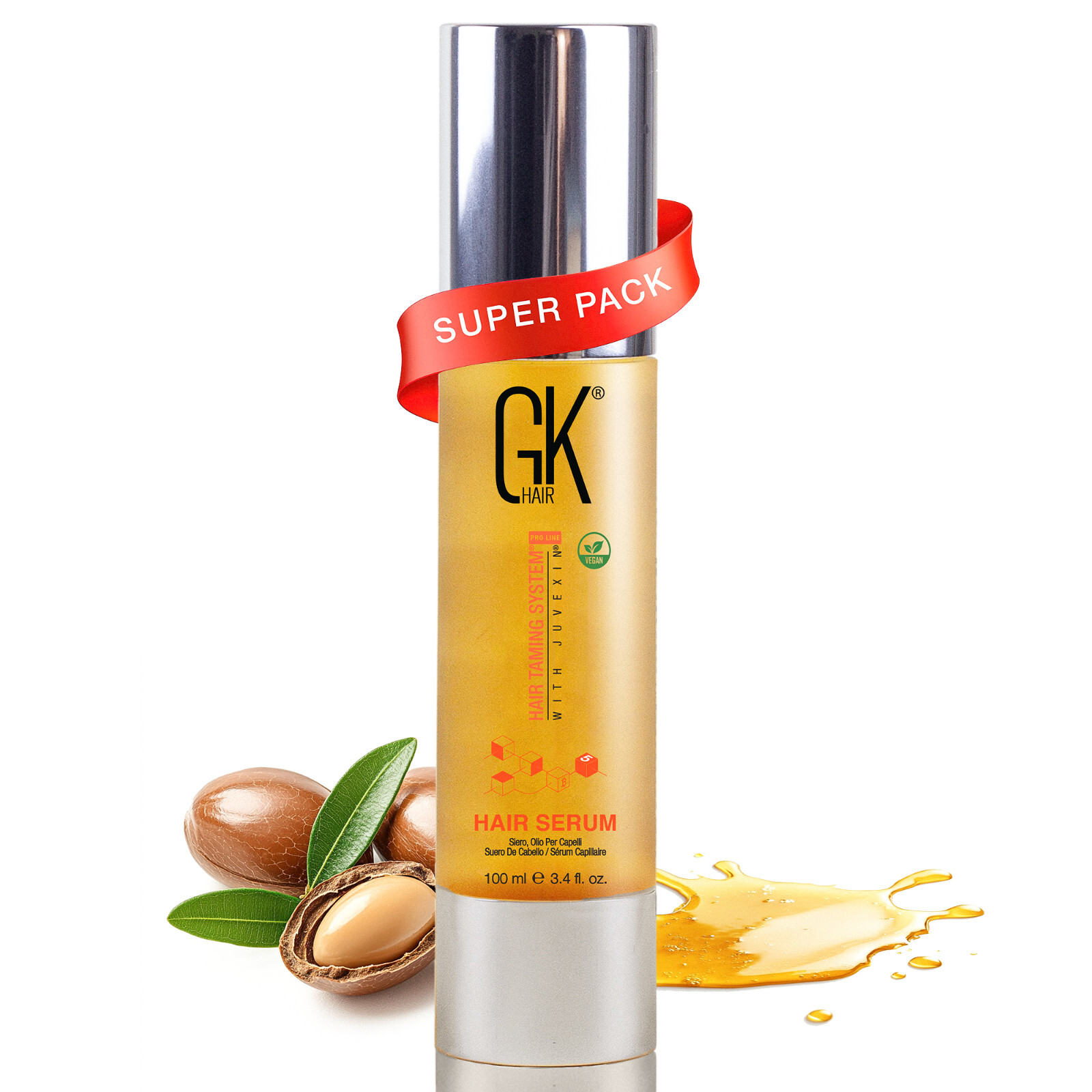 GK HAIR Serum 3.4 fl oz – Argan Oil Anti-Frizz for Dry, Damaged Hair & Shine