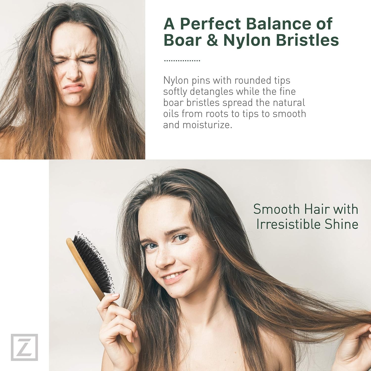 Boar Bristle Hair Brush – Detangling Oval Brush for All Hair Types