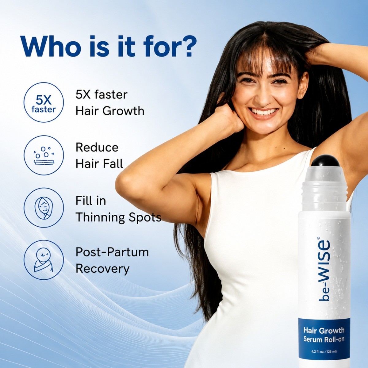 Be Bodywise Hair Growth Roll-On Serum Rosemary Redensyl Anti Hair Loss Scalp Oil