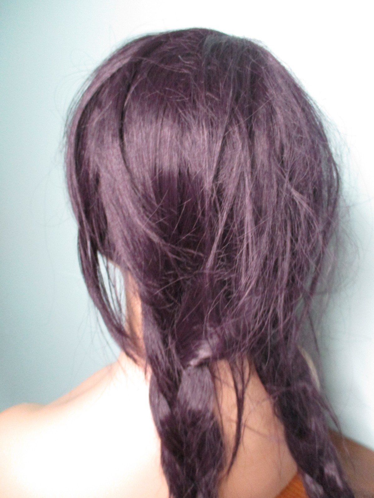 40″ black purple mix BRAIDED long WIG – unbranded