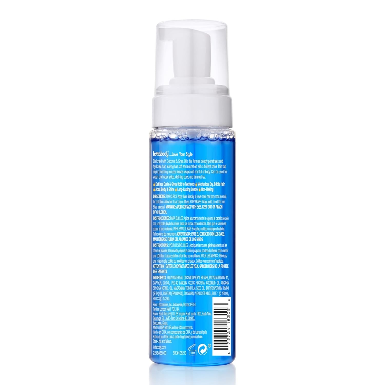 Lottabody Wrap Me Foaming Mousse with Coconut & Shea Oils, Lightweight Moisture-