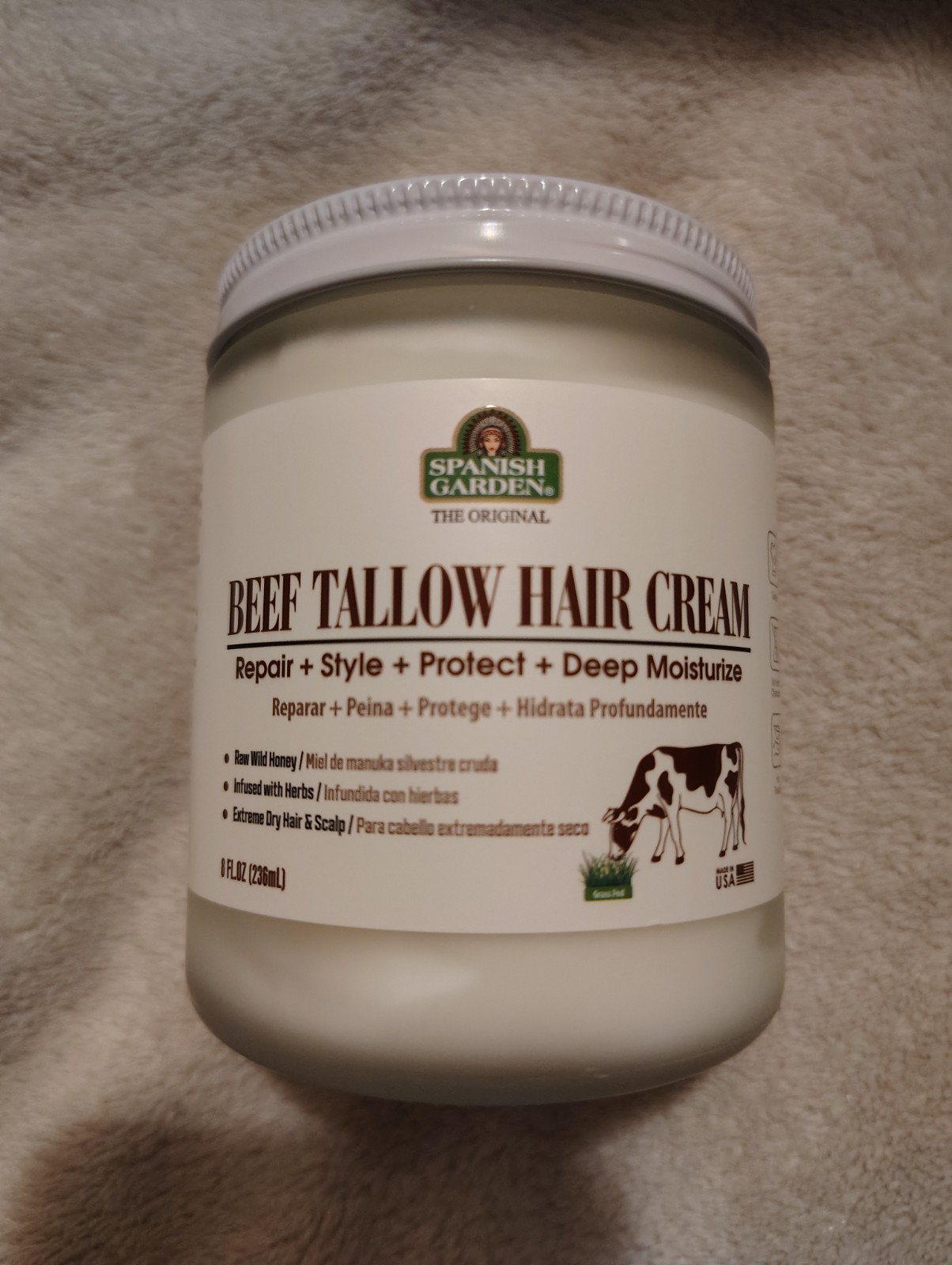 Spanish Garden The Original Beef Tallow Hair Cream, Dry Hair, 8 fl oz
