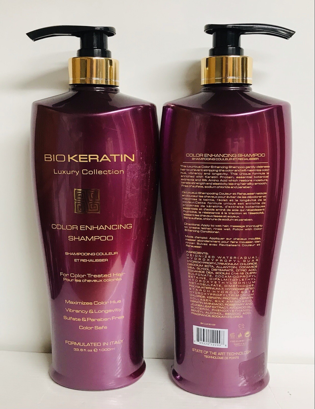 2-Pack Bio Keratin Luxury Collection ~ Color Enhancing Shampoo 33.8 fl oz Each
