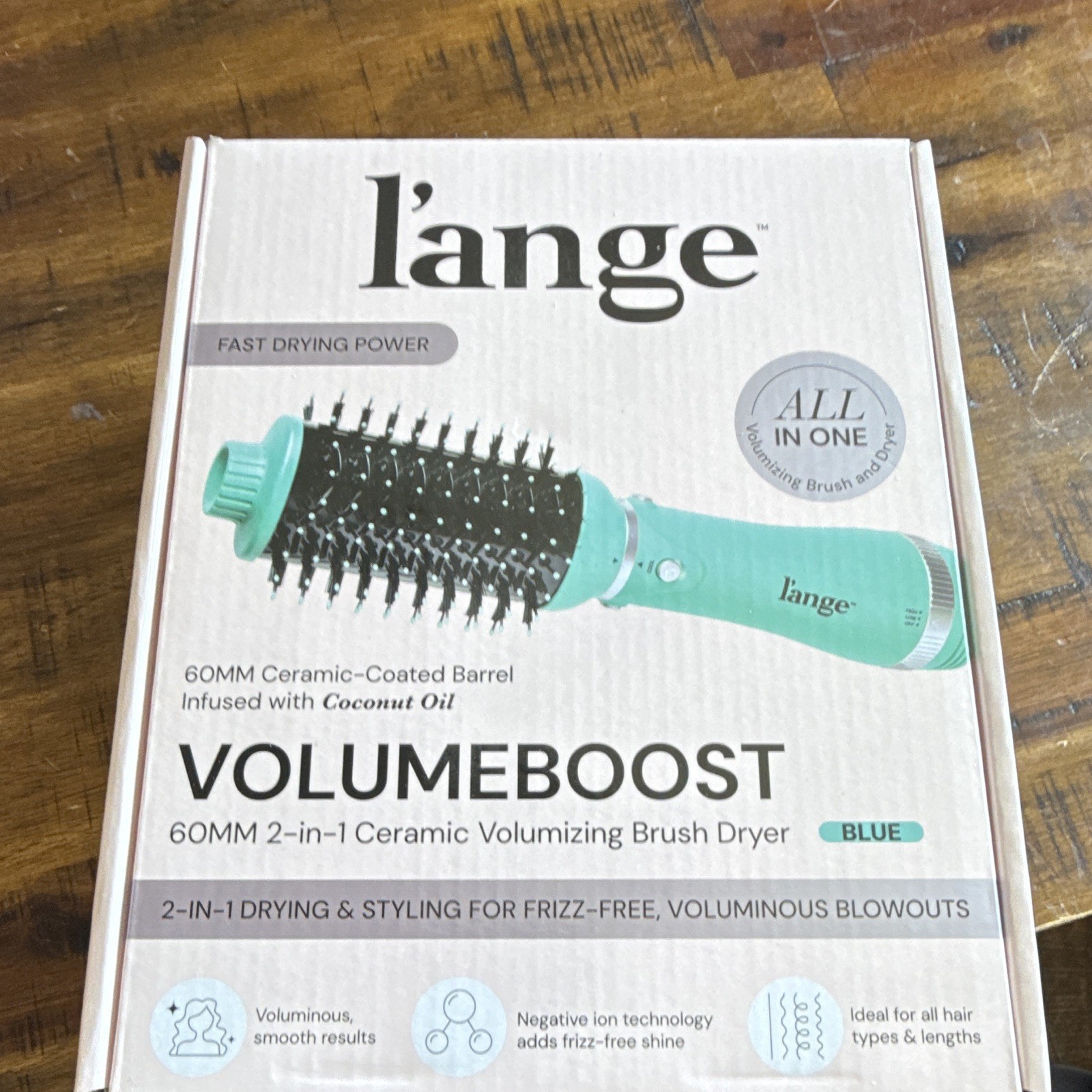 L’ANGE VolumeBoost 60mm 2-in-1 Brush Dryer Ceramic Ionic Cool Shot Blue