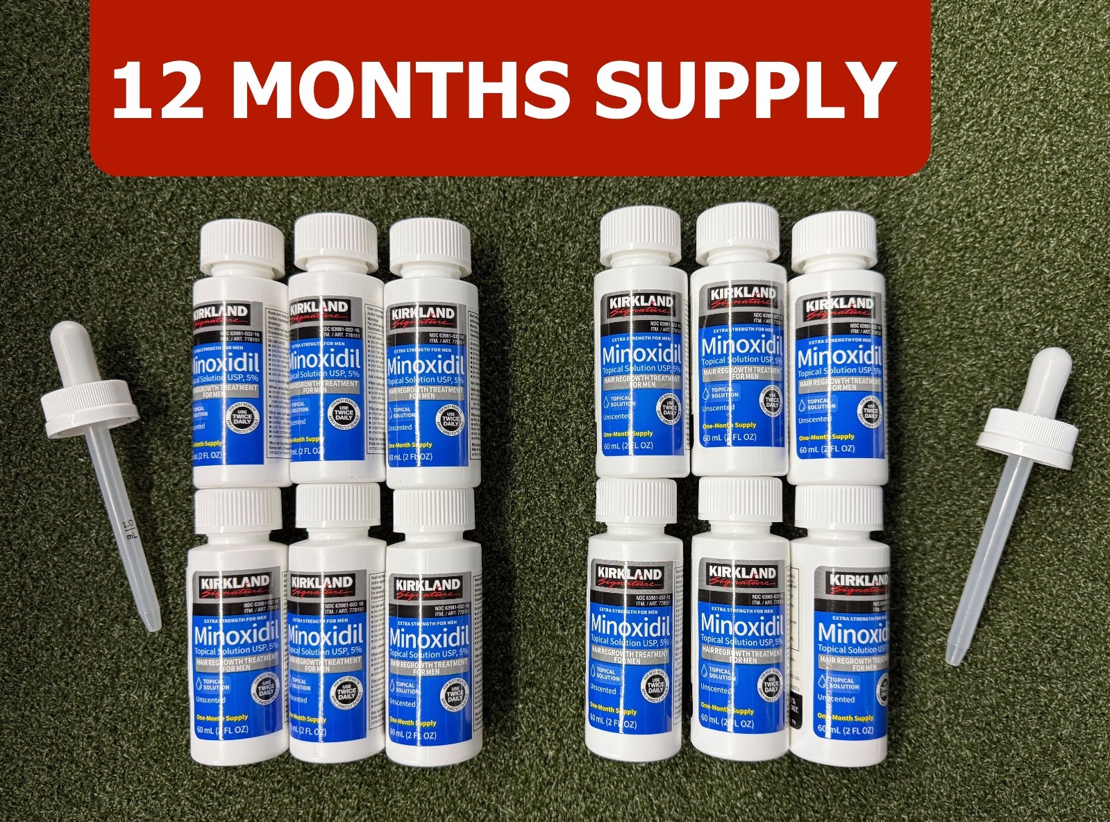 Kirkland Signature Minoxidil 5% Extra Strength Men Hair Regrowth 12 Month Supply