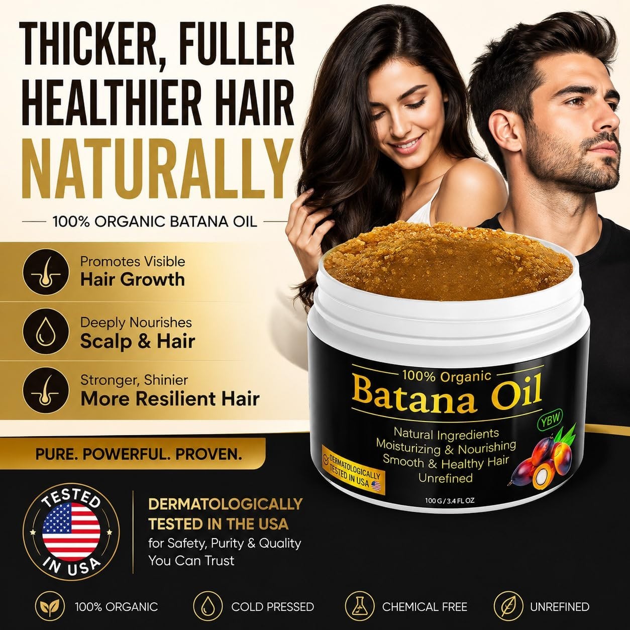 Dr. Sebi’s 100% Pure Batana Oil for Hair Growth – Nourishing & Moisturizing Oil