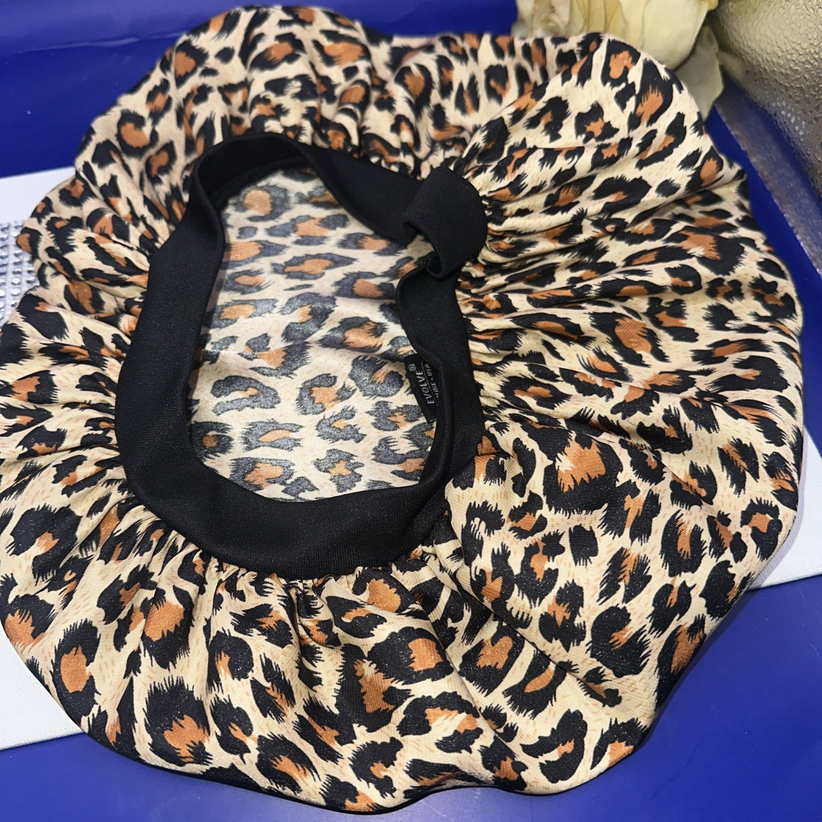 EVOLVE LEOPARD CHEETAH 🐆 Satin Hair Bonnet Chemo Adult M/L, Sleep Cap