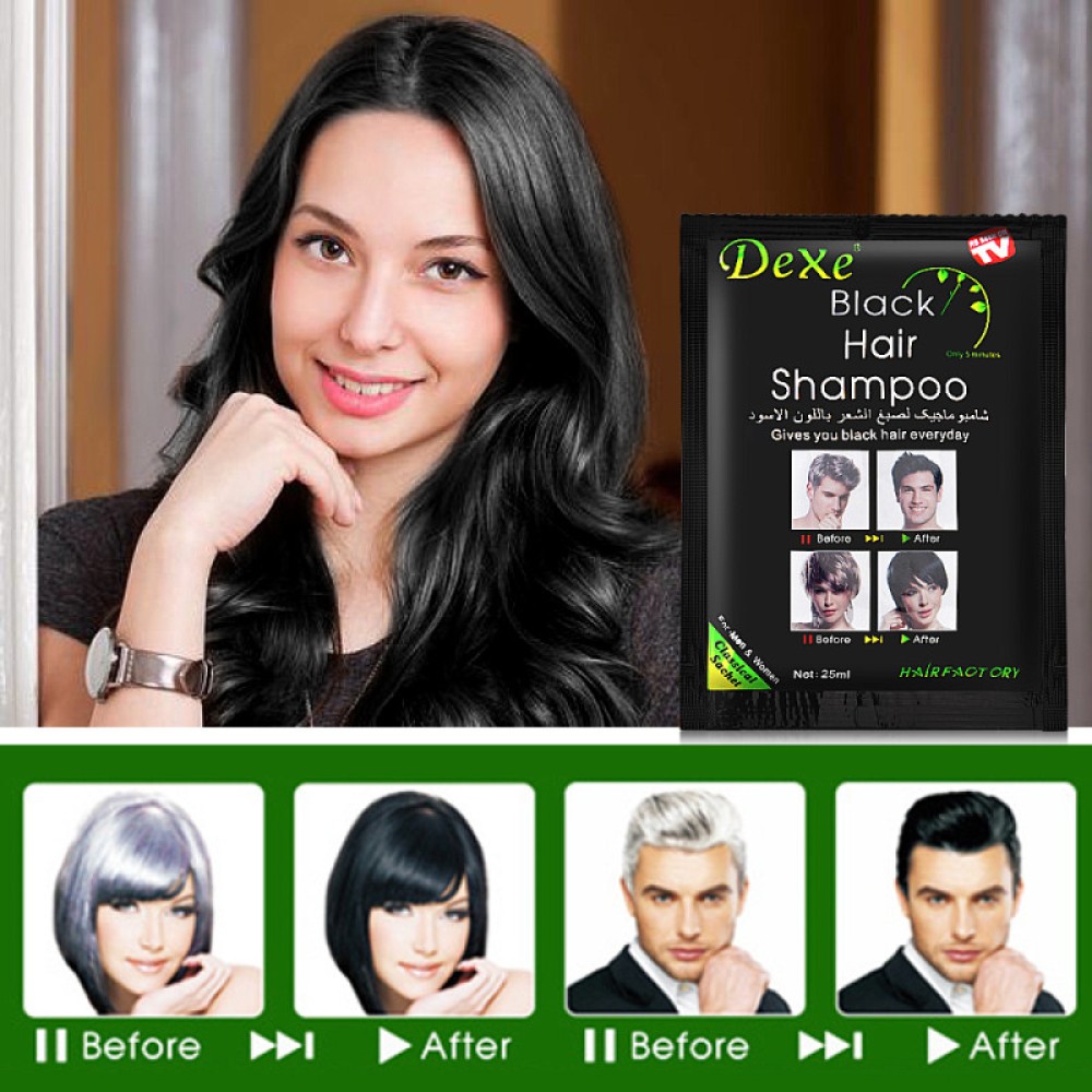 10-100X DEXE Black Hair Shampoo Natural Instant 5-Min Hair Color Dye for Unisex