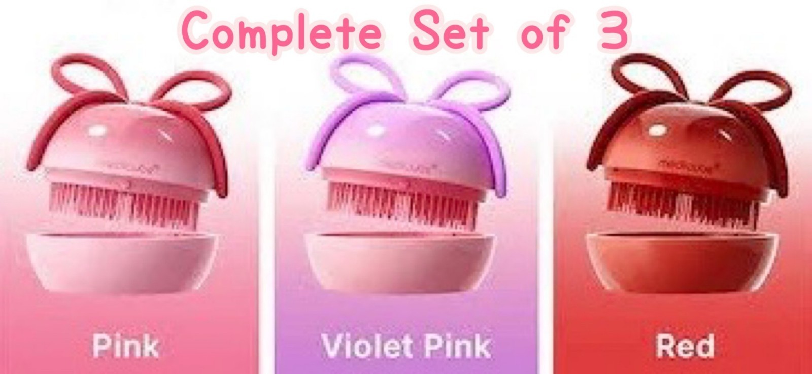 Medicube x FOREVER:CHERRY Hair Brush Ribbon Cherry Pink & Red & Vioret Pink New