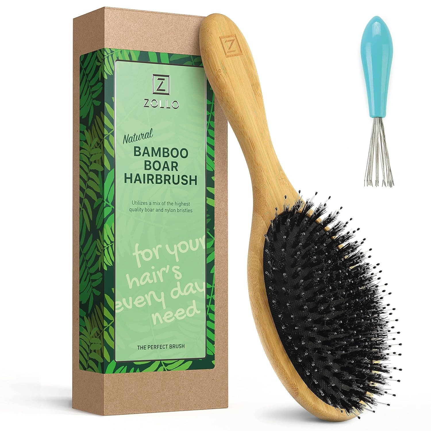Boar Bristle Hair Brush – Detangling Oval Brush for All Hair Types