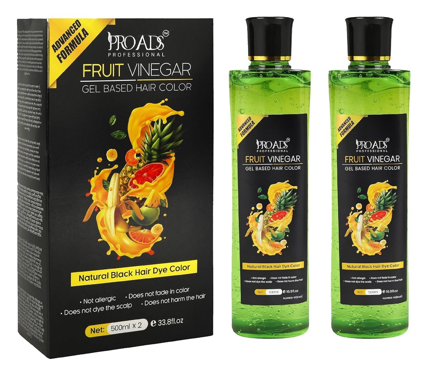 proads fruit vinegar hair gel color black 500ml x 2 Free Shipping World Wide