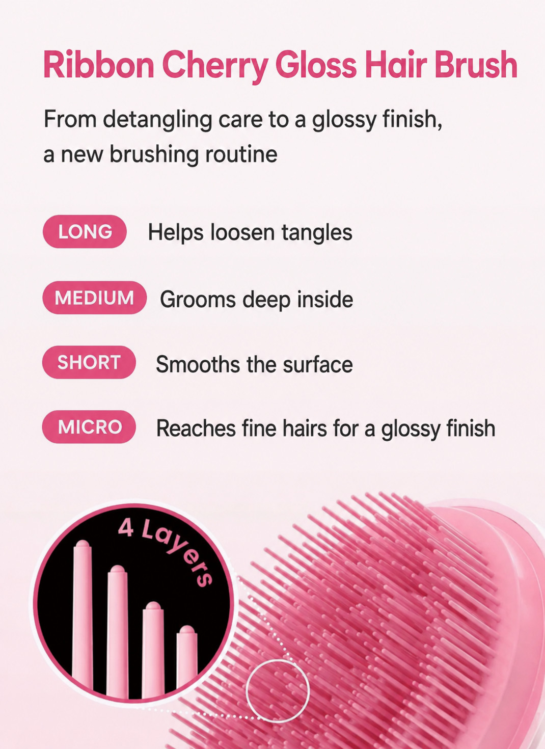 Medicube x FOREVER CHERRY Ribbon Cherry Hair Brush VIOLET PINK Limited Korea