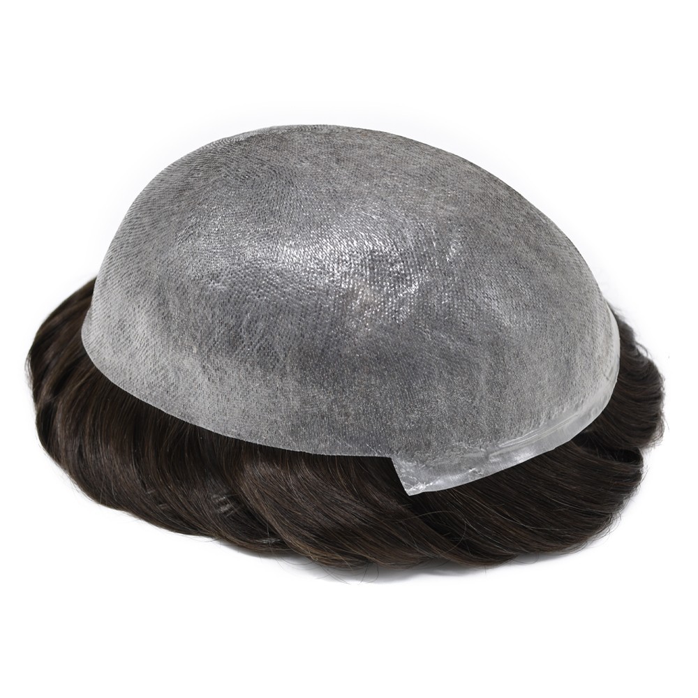 US Seller | Ultra Thin Skin Mens Hair System Real Human Hair Piece PU Toupee