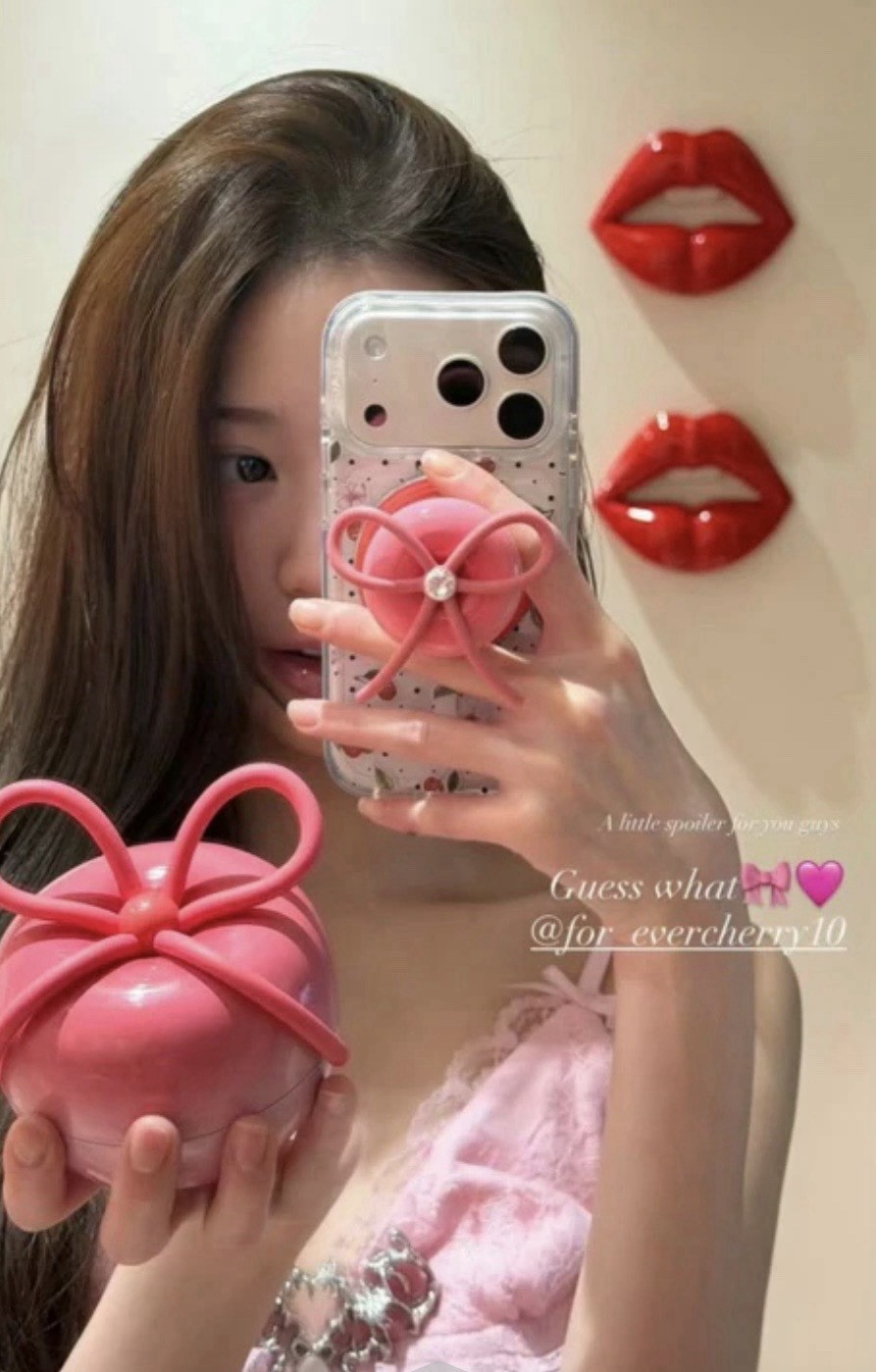 Medicube x FOREVER:CHERRY Hair Brush Ribbon Cherry Pink & Red & Vioret Pink New
