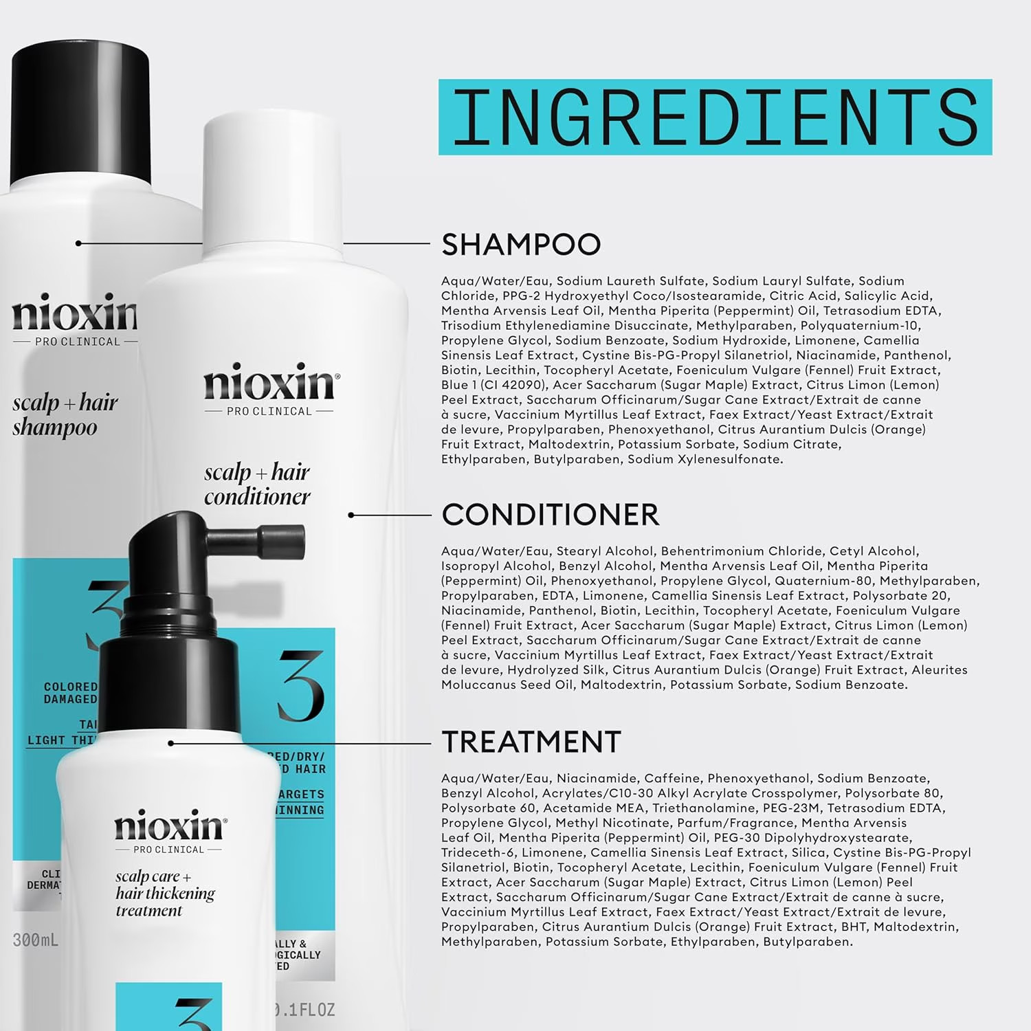 Nioxin System 3 Hair Care Kit 1 Month Supply Scalp & Hair Care Set