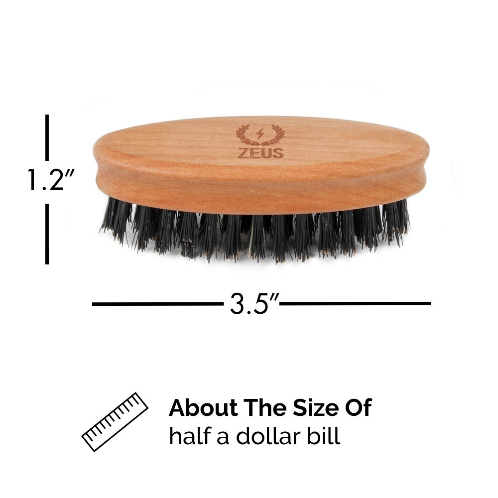 Pocket Pear Wood Beard Brush 100% Firm Boar Bristle Made in Germany