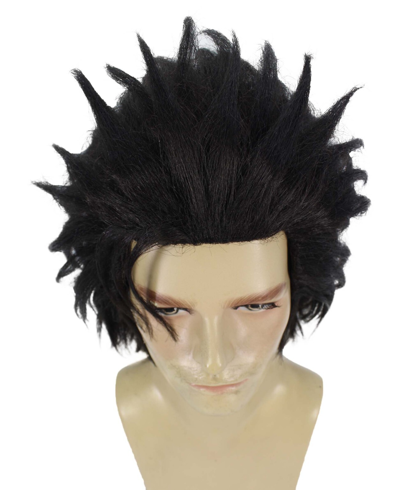 HPO Adult Men’s Swordsman Black Spiky Fantasy Game Wig I Best for Hallow HM-1610