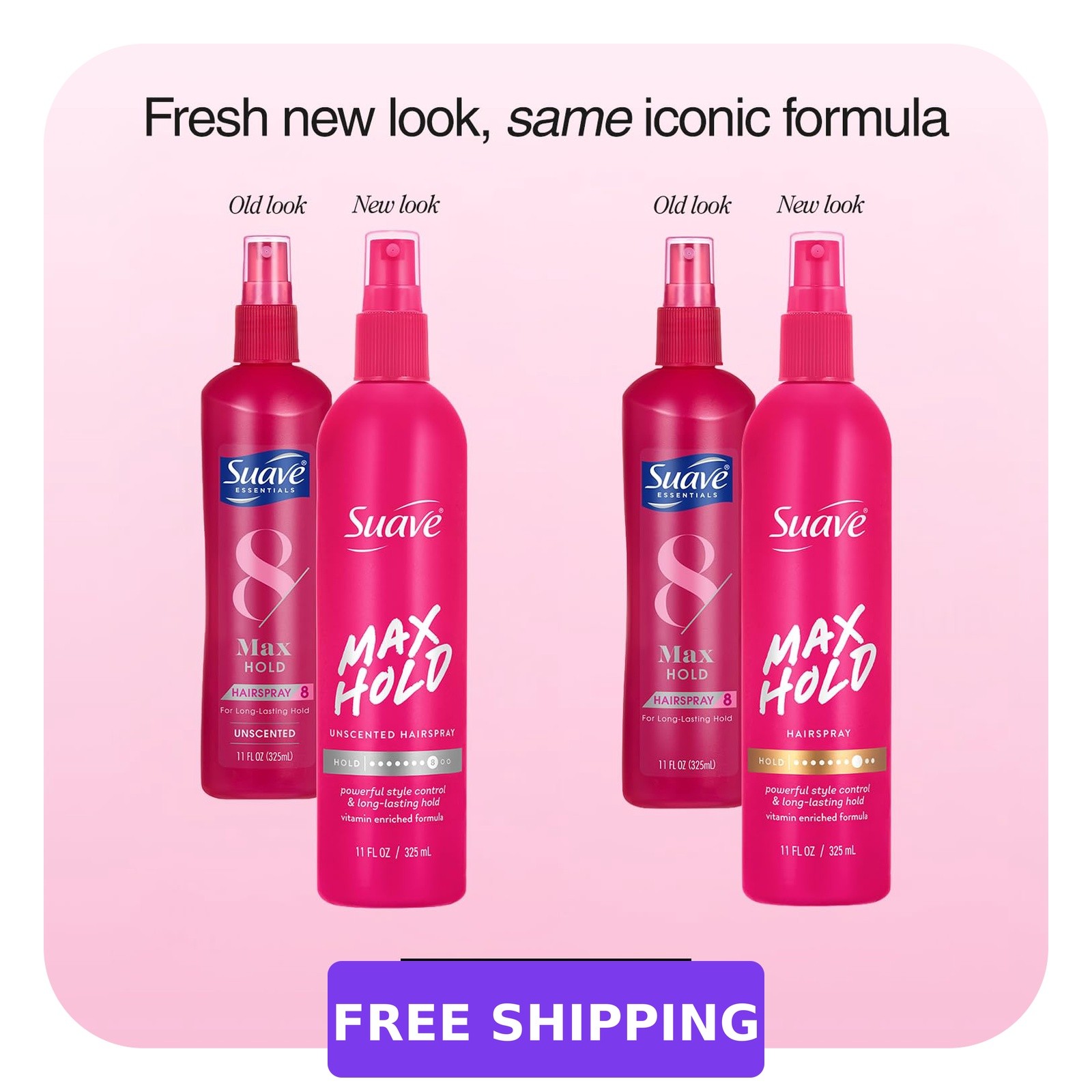 Suave Max Hold Hairspray Scented Unscented 11oz 3 Pc