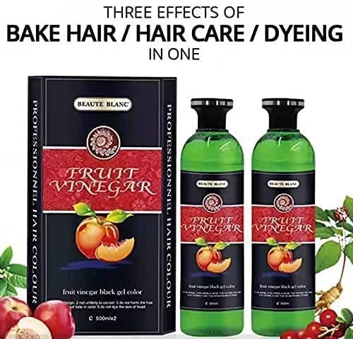 Aravli Beaute Blanc Fruit Vinegar Gel Hair Color, Natural Black 500ml pack of 2