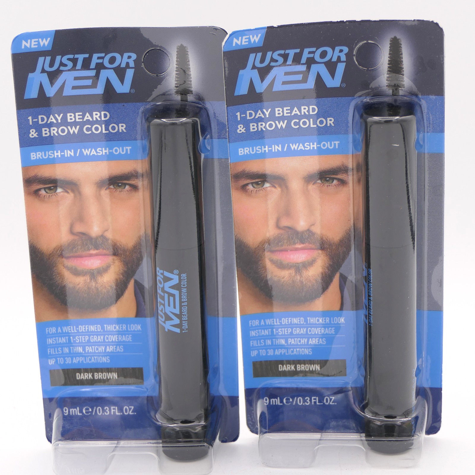 Just For Men Dark Brown 1-Day Beard & Brow Color Brush-In / Wash-Out 2 Pack