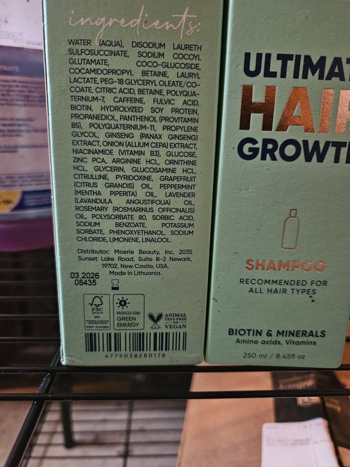 New Sealed Moerie Ultimate Hair Growth Shampoo w/ Biotin Vits & Minerals 5.07 oz