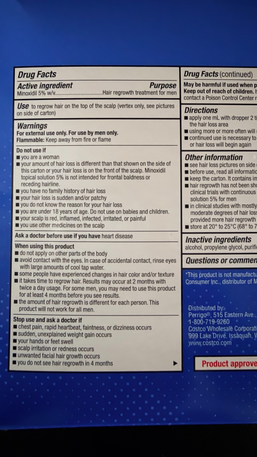 Kirkland Minoxidil 5% Extra Strength Men 6 Month Supply Hair Regrowth EXP 08/27+