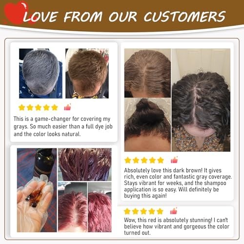Coffee Hair Dye Shampoo 3-in-1 for Gray Hair, Root Touch Up, 16.9 Fl Oz