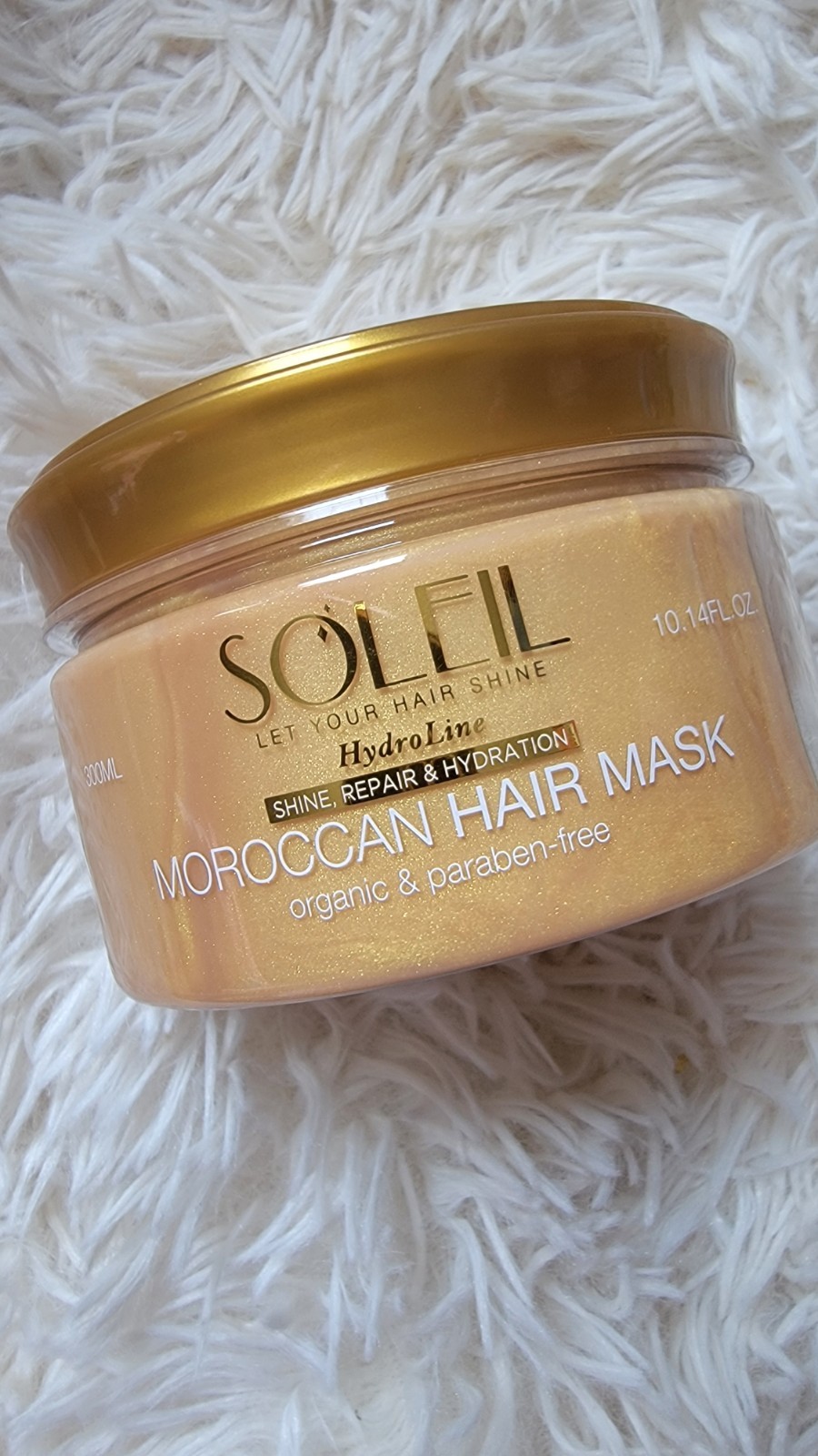 Soleil HydroLine Moroccan Hair Mask 300ml 10.14 fl oz Organic Paraben-Free Gold
