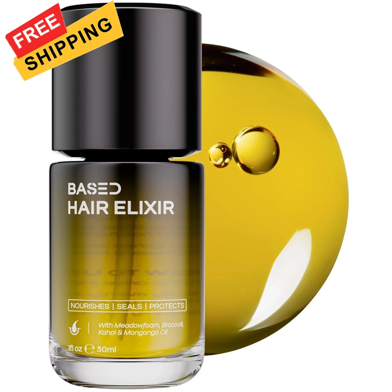 BASED Hair Elixir – Weightless Shine Serum with 1 Fl Oz (Pack of 1), White