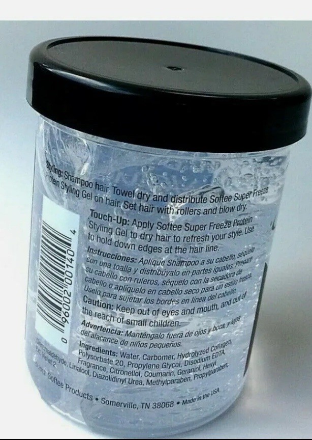 2 pcs Softee Super Freeze Protein Styling Hair Gel, Clear, Unisex, 8 oz Gel