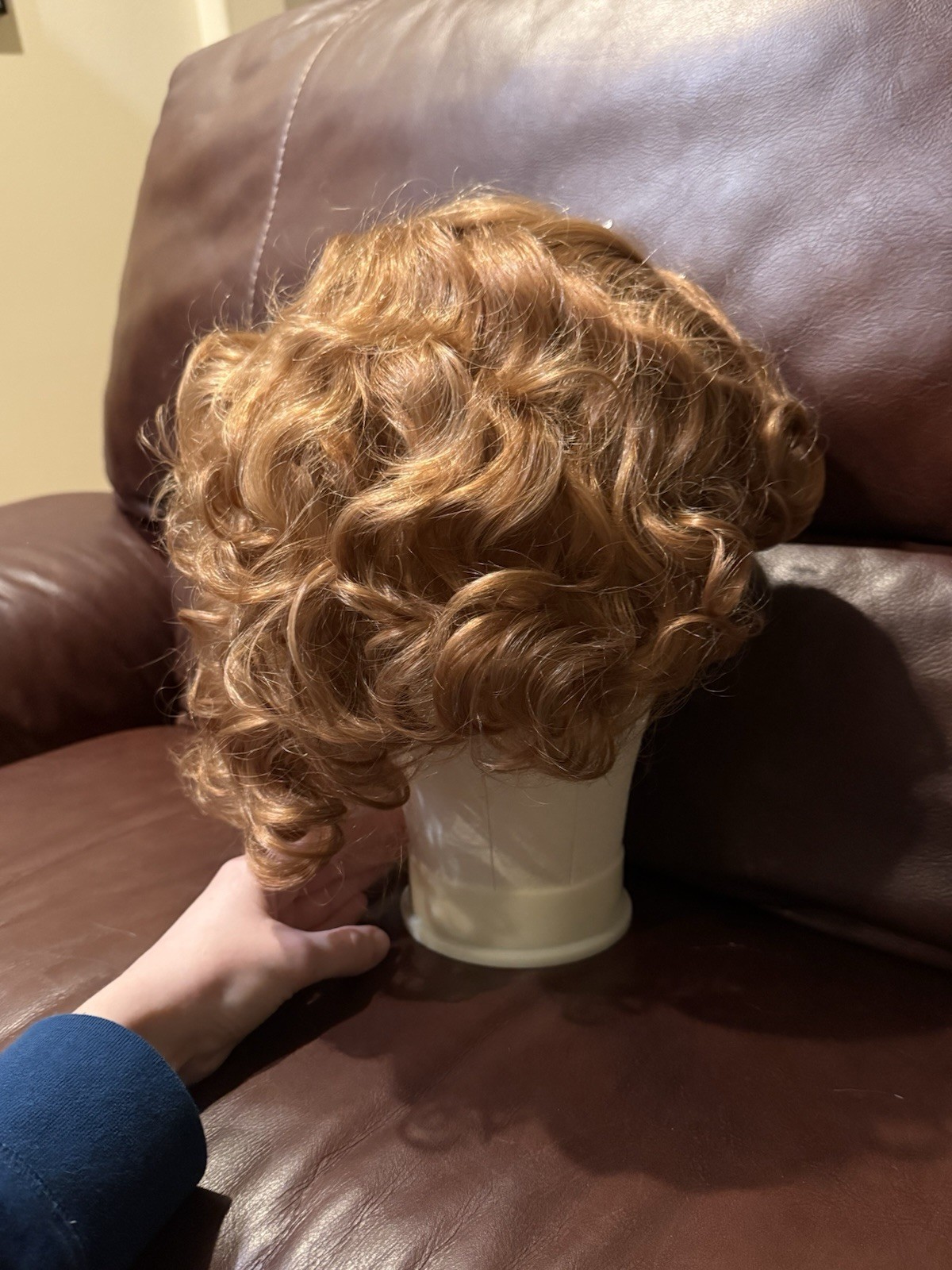 Short Curly Auburn Synthetic Wig Unisex Adult Fashion Hairpiece