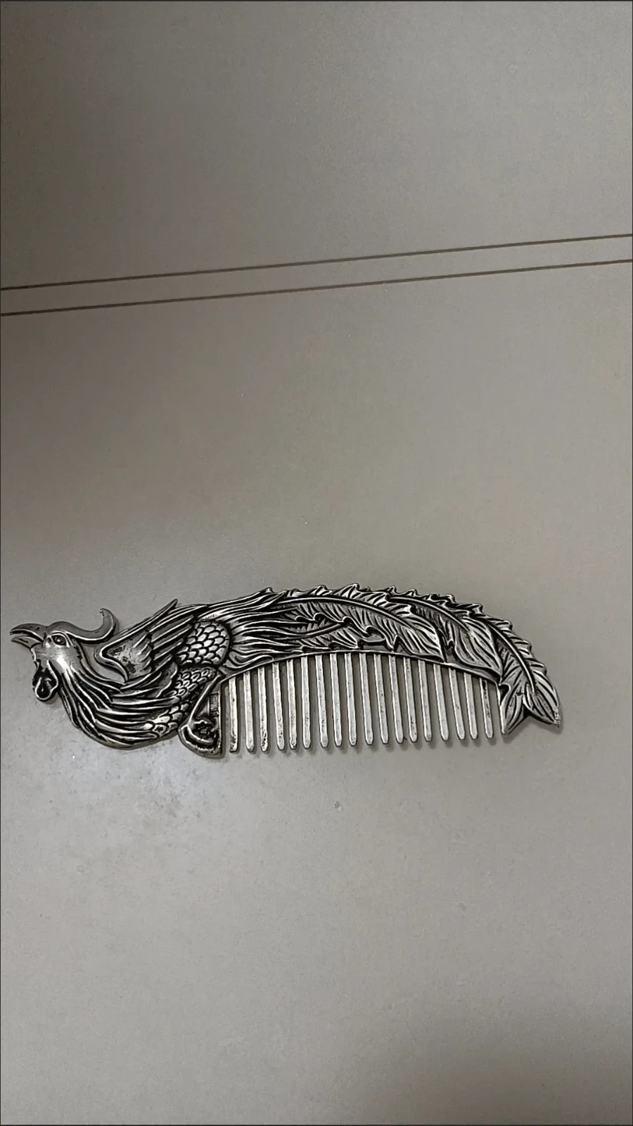 Vintage China Antique Collection White Copper Phoenix Patterne Comb Healthy Gift