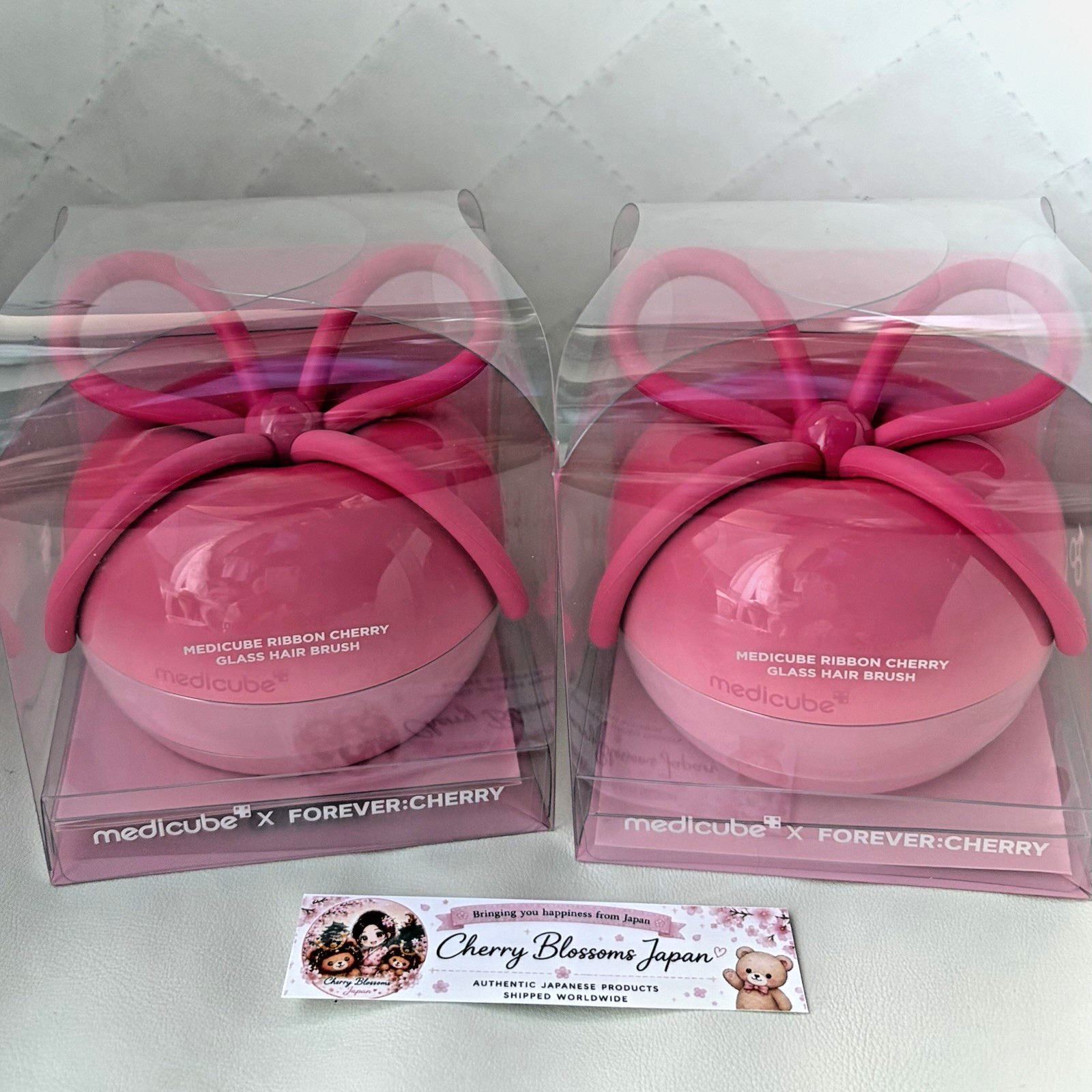medicube x FOREVER CHERRY Ribbon Cherry Hair Brush Pink Limited Edition k-beauty