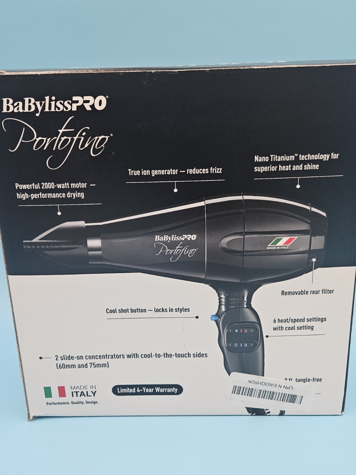 Babyliss Pro Portofino 2000W Full Size Hair Dryer Made in Italy