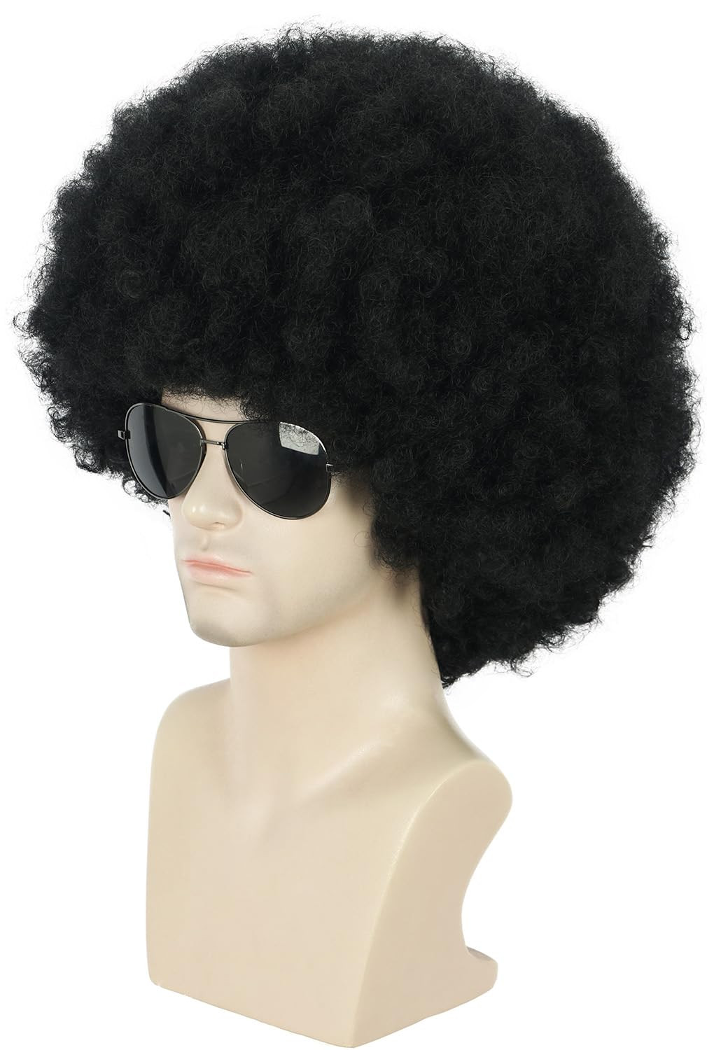 karlery Adult Men Women Afro 70s 80s Curly Black Wig Rocker Party Wig