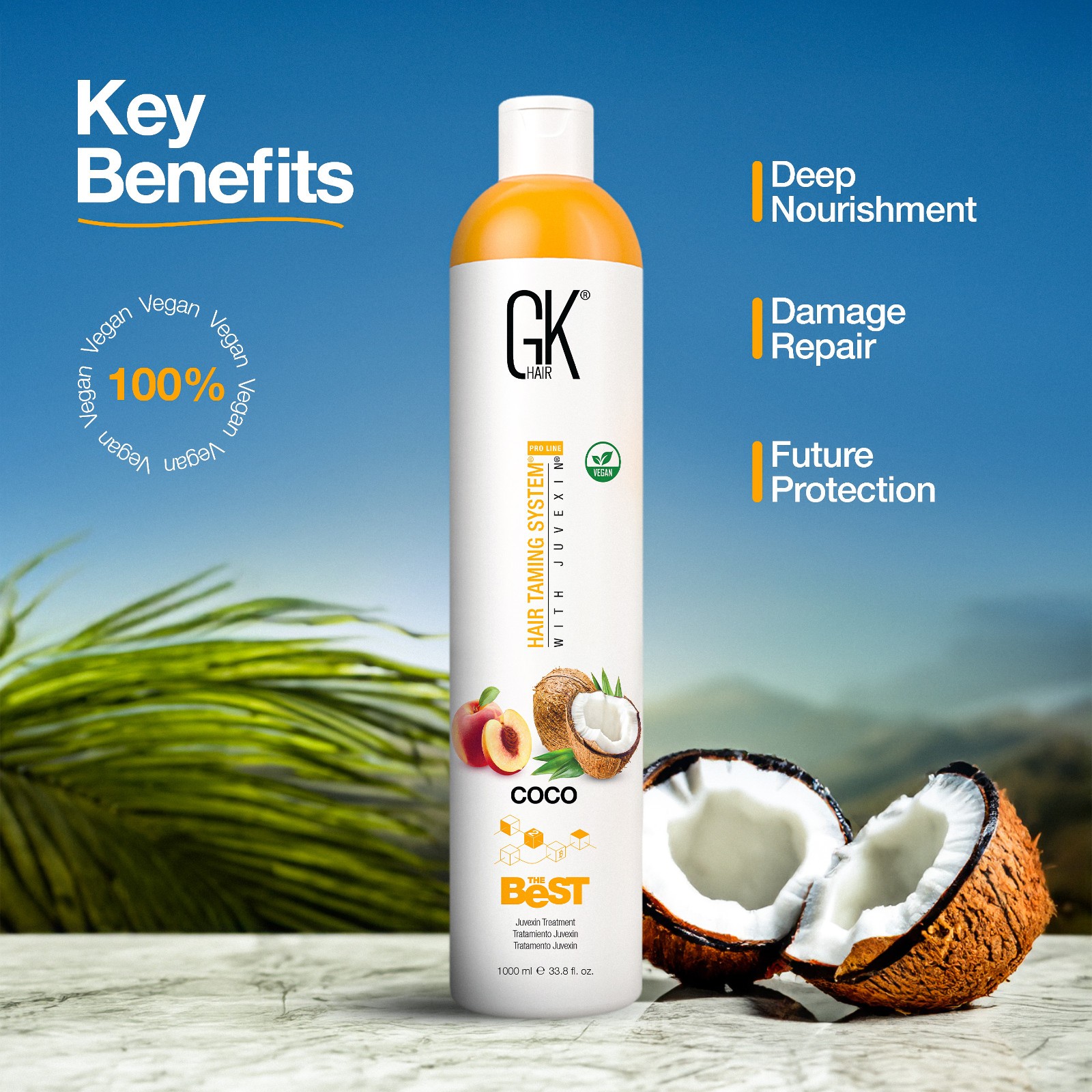 GK Hair The Best Coco 33.8oz Keratin Treatment for Smooth, Frizz-Free Hair