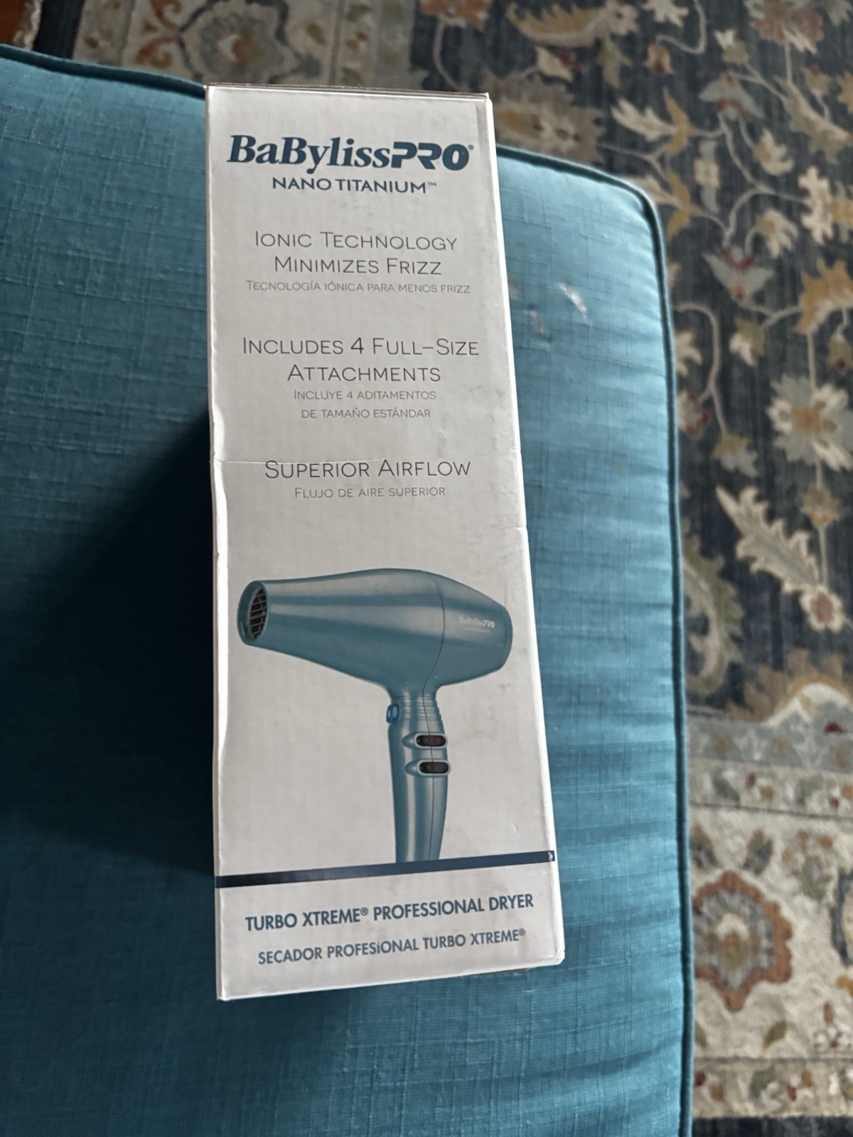 BaBylissPRO Nano Titanium Turbo Xtreme Hair Dryer 1875W Blue Ionic Diffuser