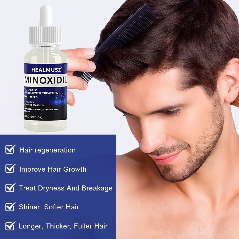 HEALMUSZ Minoxidil 5% Topical Solution Hair Regrowth, Reactivates Hair Follicles