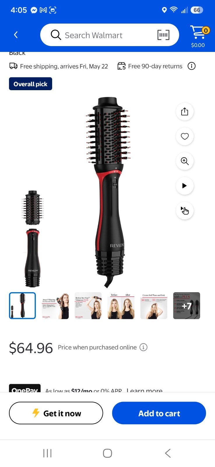 Revlon One-Step Volumizer Plus 2.4 in Barrel Hair Dryer Ionic Tech Black/Red