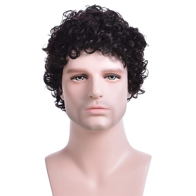 Unisex Short Afro Curly Wig Versatile Halloween Party Daily Synthetic Full Wig