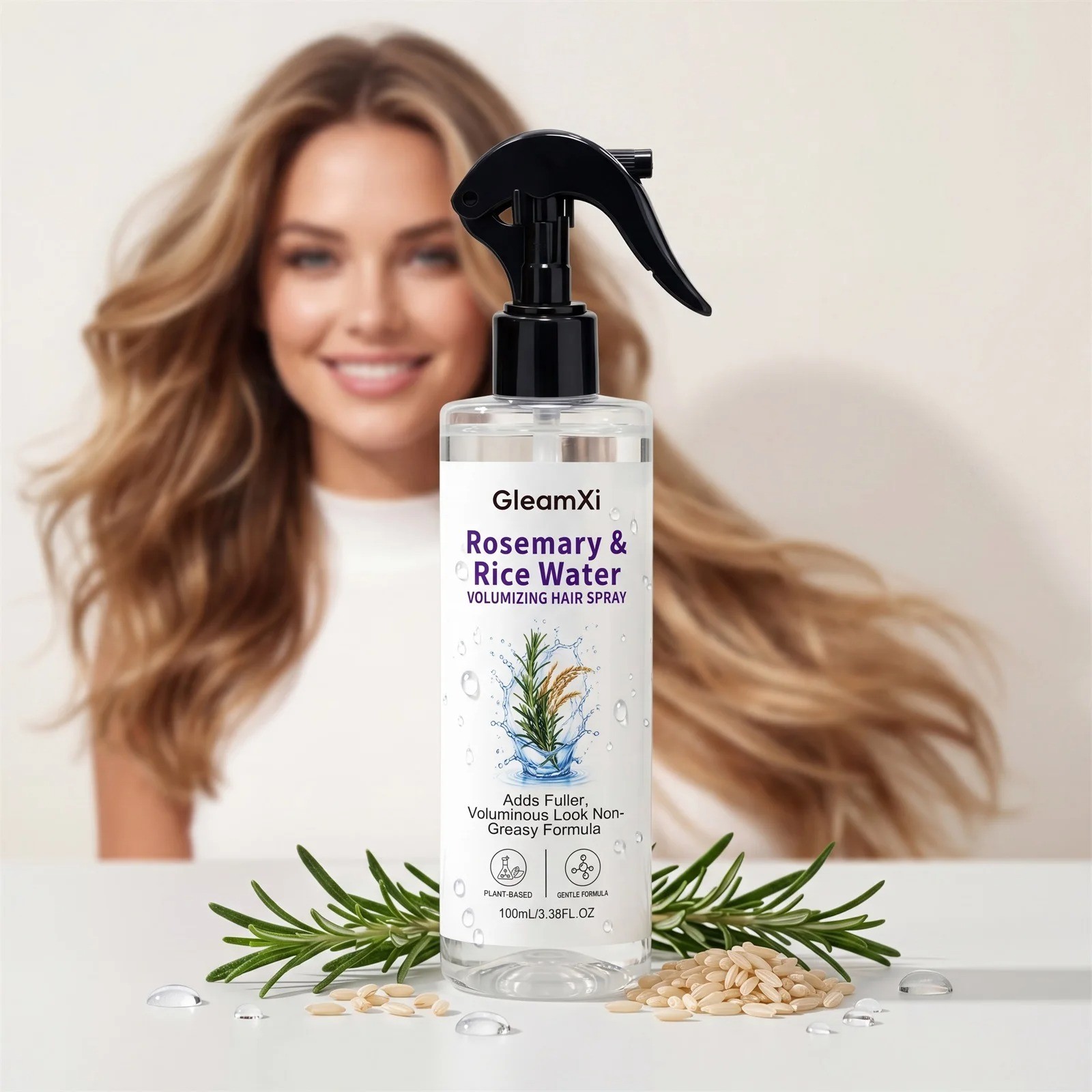 Rosemary & Rice Water Hair Growth Spray Volumizing Hair Mist 100ml Non Greasy