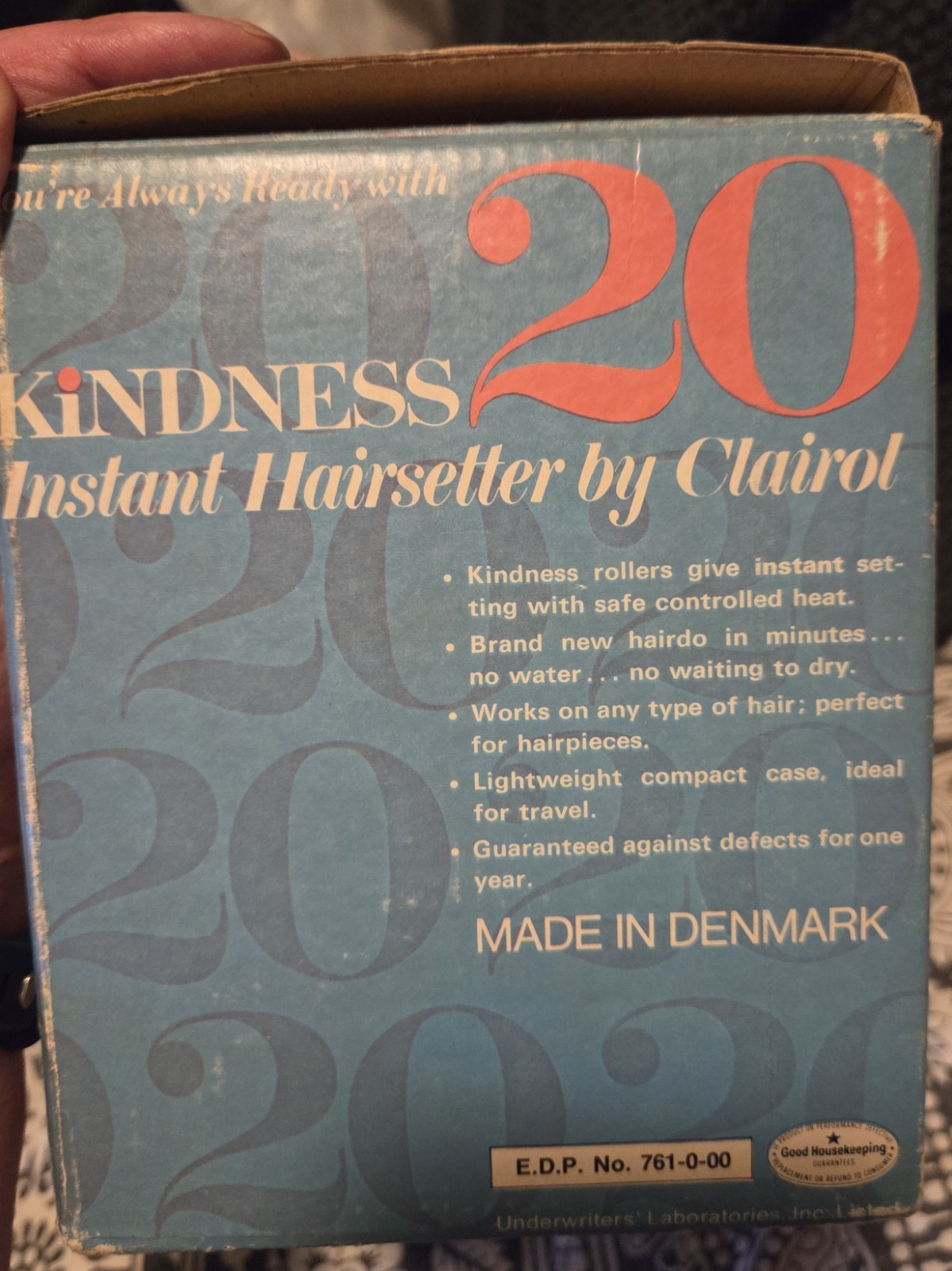 Clairol Kindness 20 Instant Hair Setter Curlers 1968 Made in Denmark 761 Vintage
