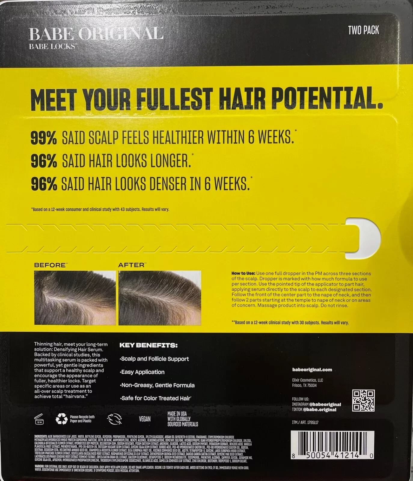 Babe Original Locks Densifying Hair Serum 2 Bottles 2 x 1.76 Oz 50g New Sealed