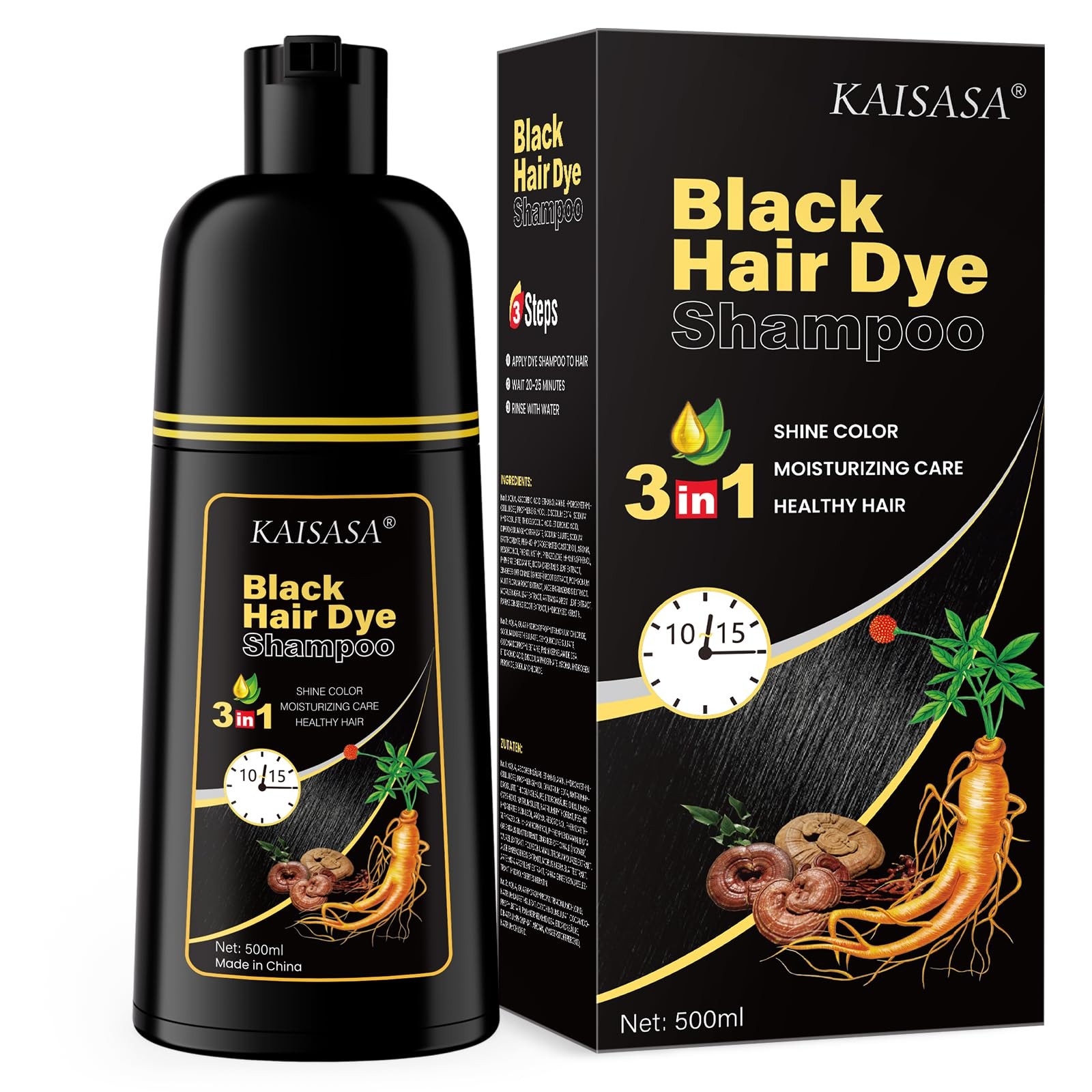 IIIMEIDU Hair Dye Shampoo Black 500ml