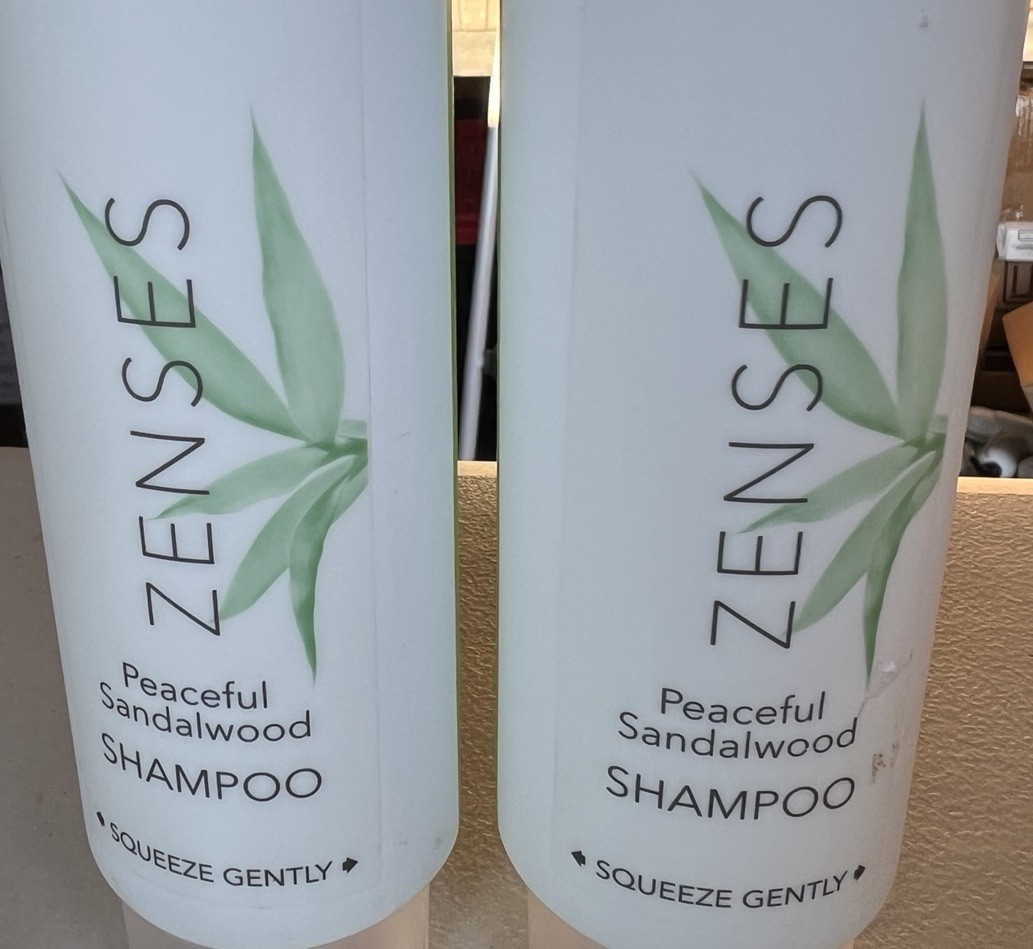 2 Bottles Zenses Shampoo Peaceful Sandalwood & 3 Zenses Soap Bars