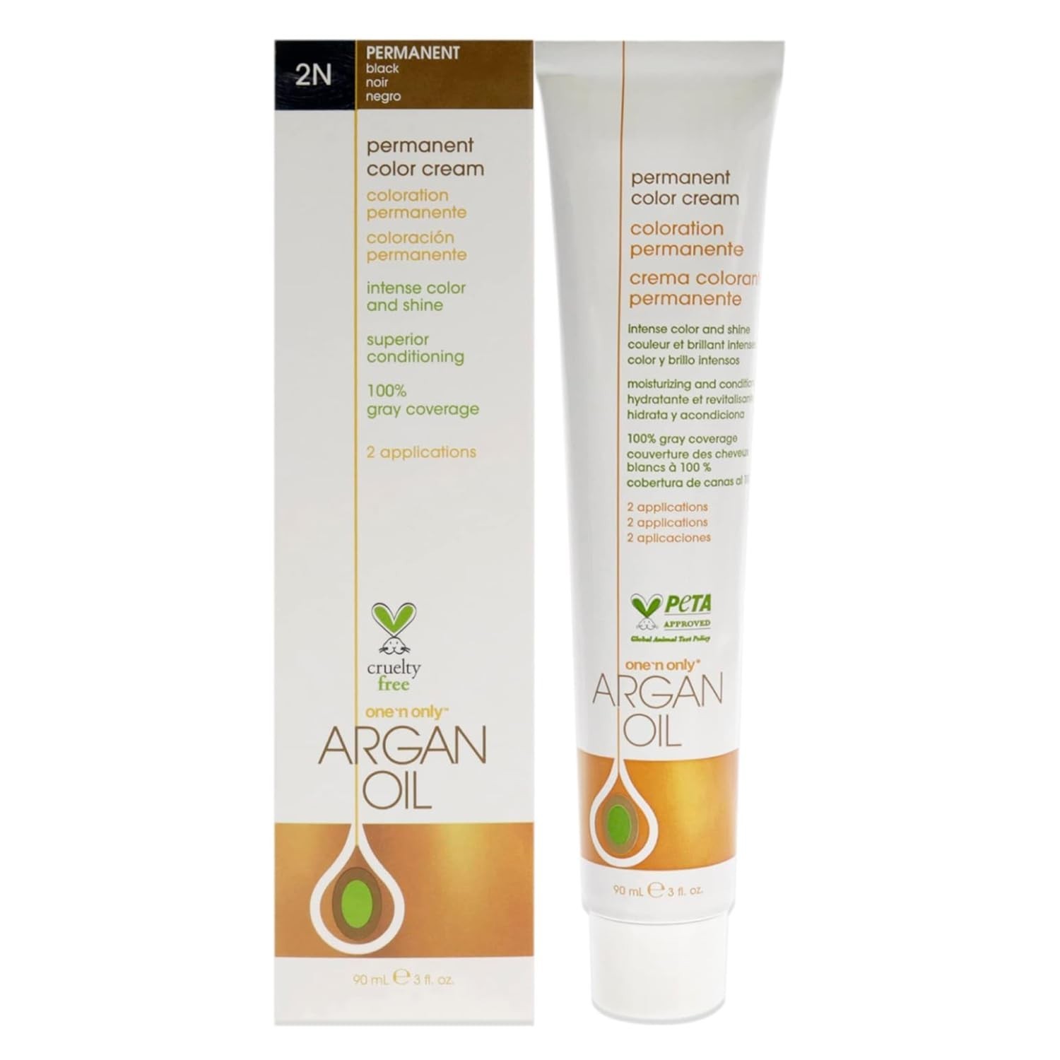 Permanent Hair Color & Dye, 2N Black, 3 oz